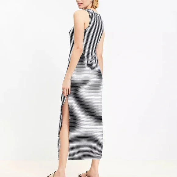 chinese dress ladies Vertical Striped Smocked Top Maxi Dress Black / S